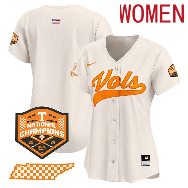 Women Tennessee Volunteers Blank Cream 2024 Nike Champions Vapor Premier Limited NCAA Jersey->women nfl jersey->Women Jersey